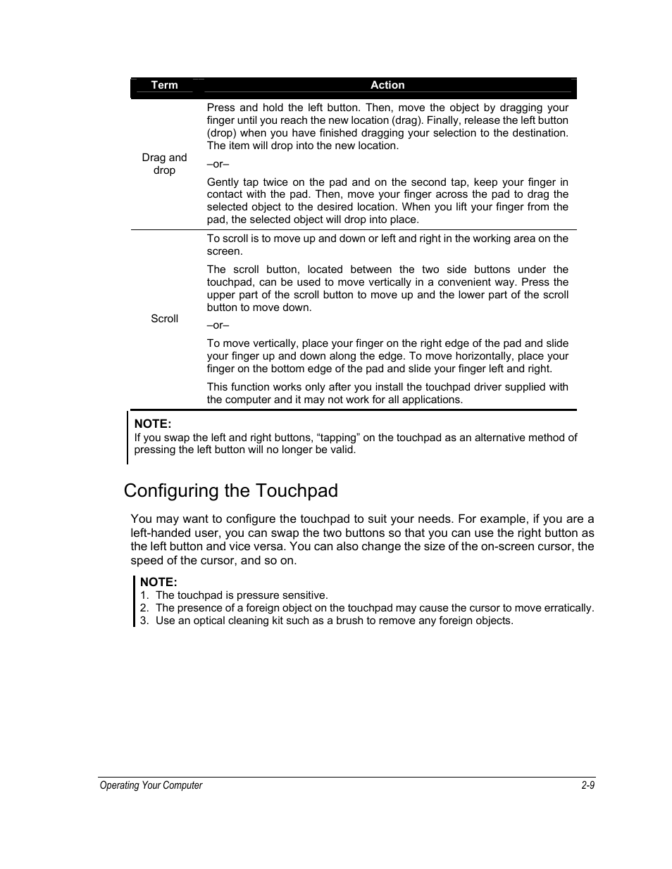 Configuring the touchpad | Motorola ML910 User Manual | Page 53 / 180