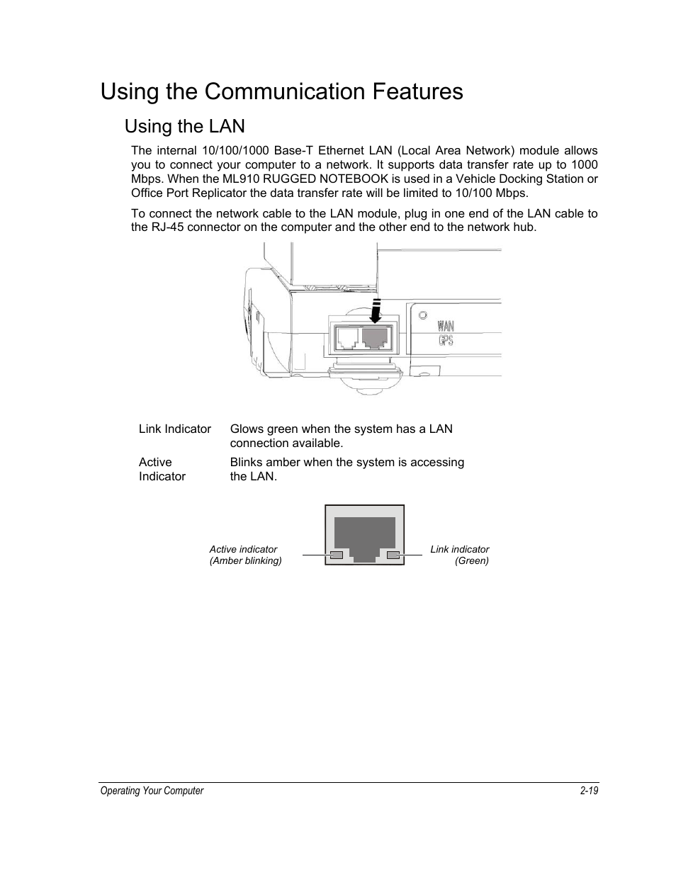 Using the communication features, Using the lan | Motorola ML910 User Manual | Page 63 / 180
