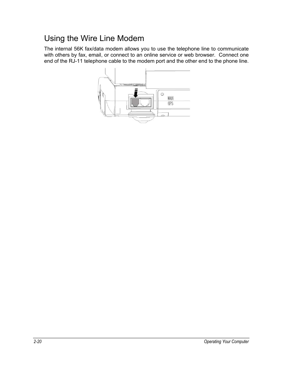 Using the wire line modem | Motorola ML910 User Manual | Page 64 / 180