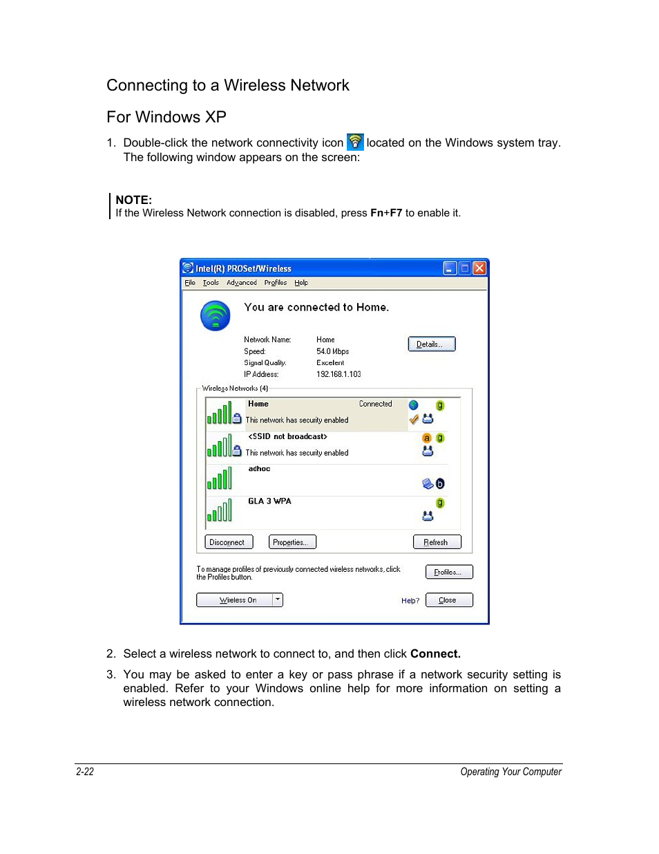 Connecting to a wireless network, For windows xp, Connecting to a wireless network for windows xp | Motorola ML910 User Manual | Page 66 / 180