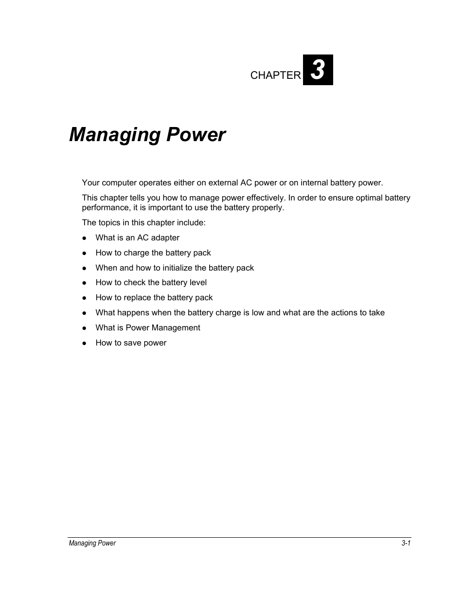 Managing power, Chapter | Motorola ML910 User Manual | Page 73 / 180