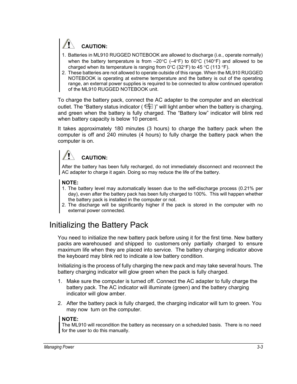 Initializing the battery pack | Motorola ML910 User Manual | Page 75 / 180