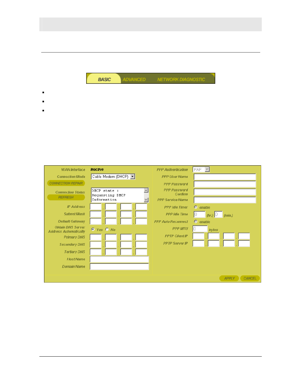 Configuring internet settings, Basic internet settings | Motorola WR850 User Manual | Page 41 / 97