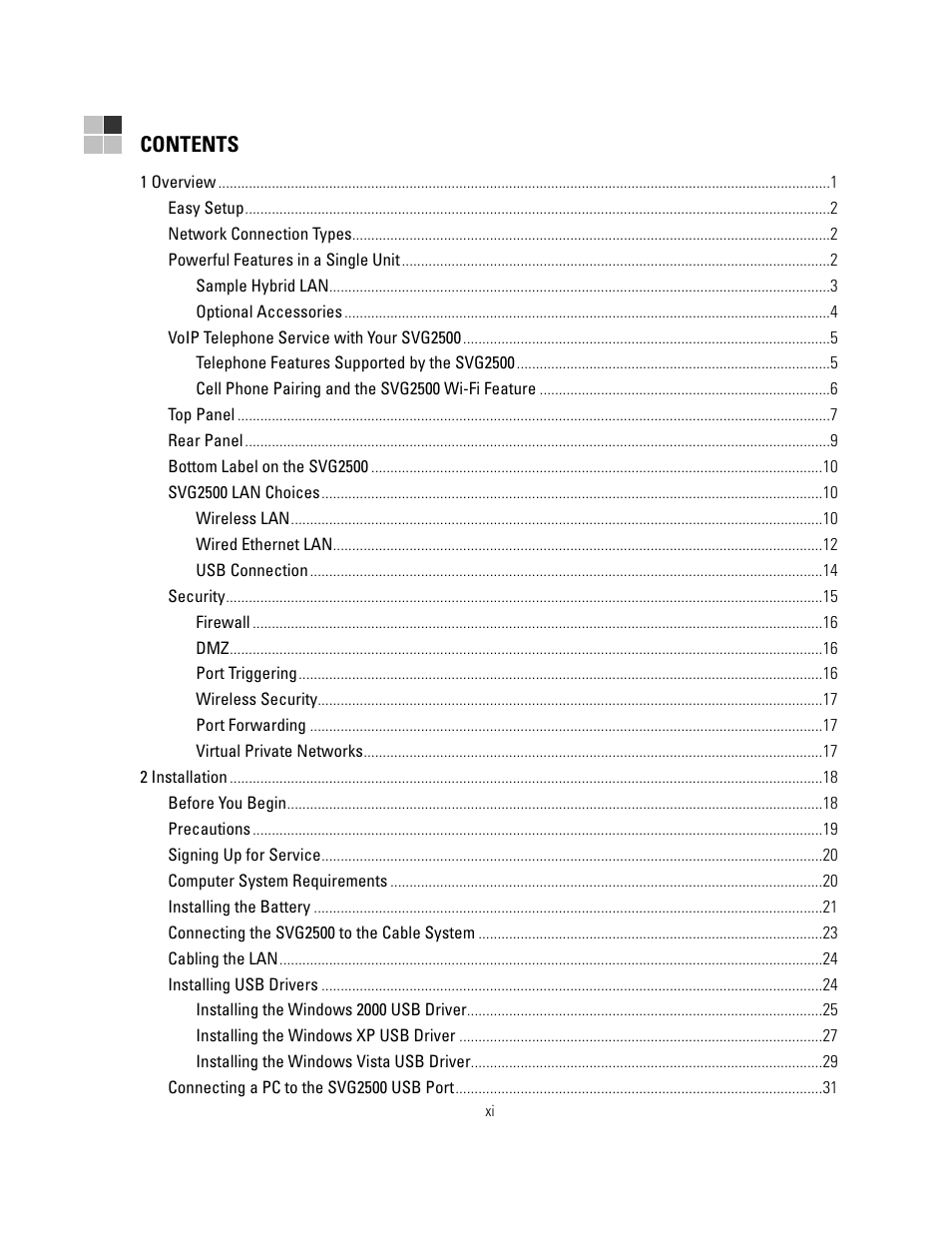 Motorola SURFBOARD SVG2500 User Manual | Page 12 / 175