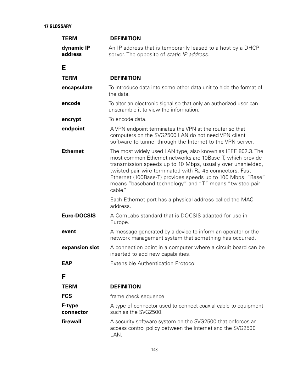 Firewall | Motorola SURFBOARD SVG2500 User Manual | Page 158 / 175