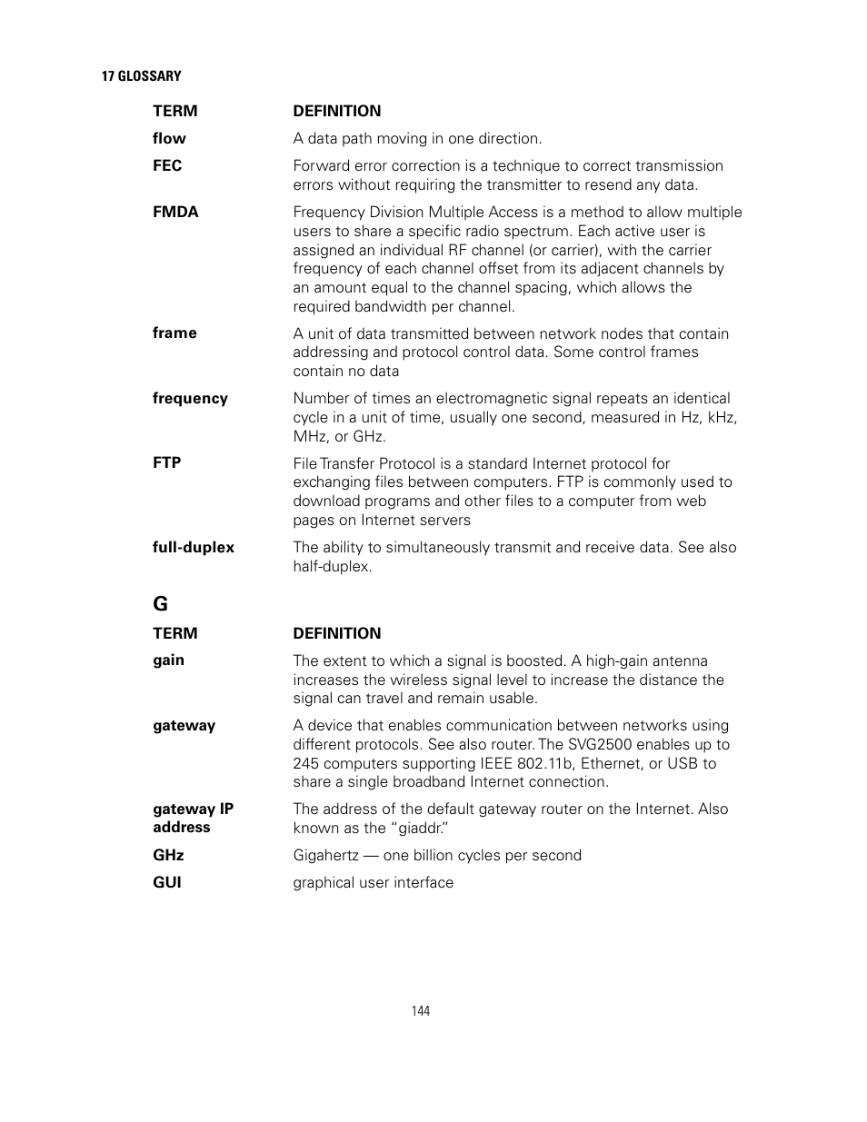 Full-duplex | Motorola SURFBOARD SVG2500 User Manual | Page 159 / 175
