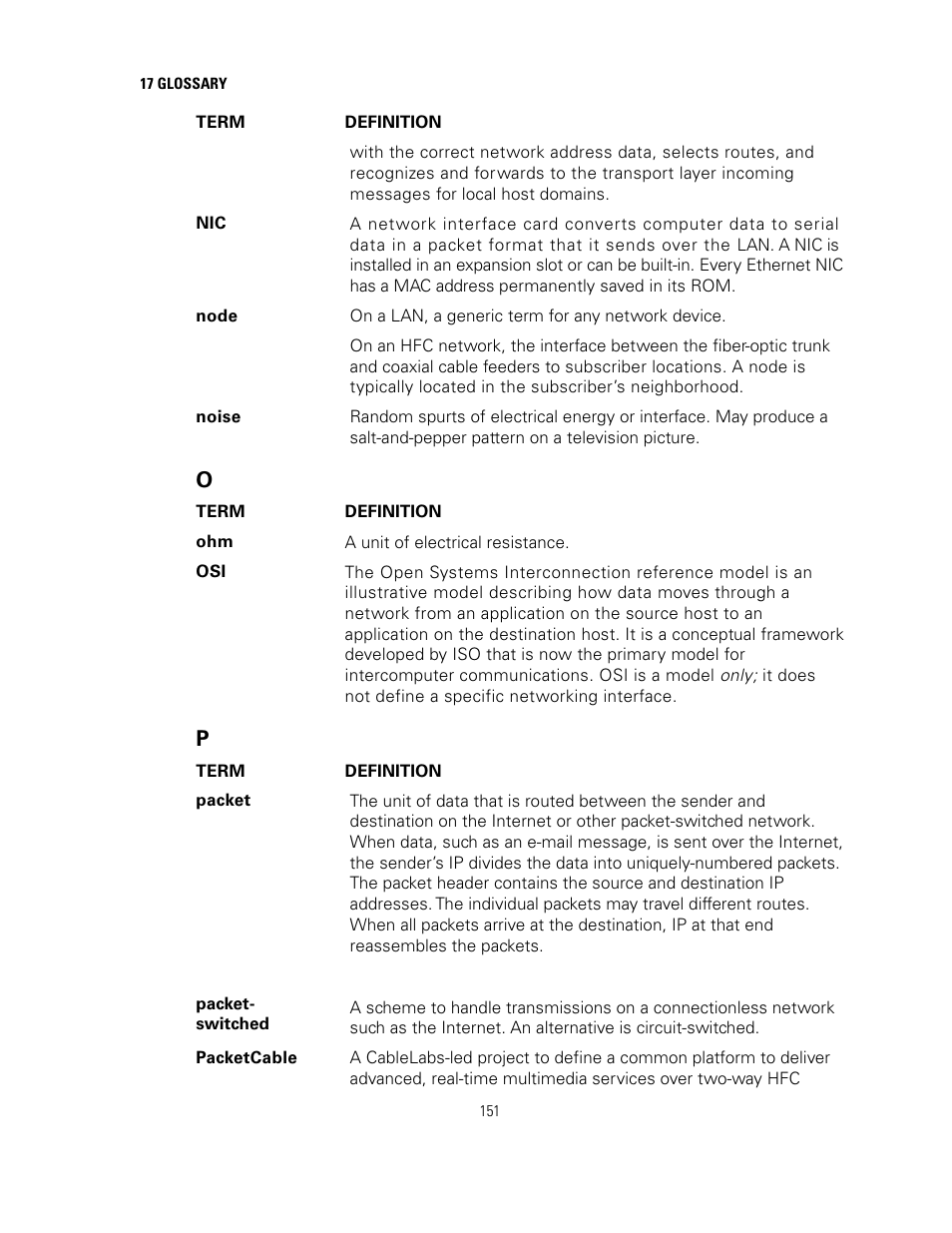 Nic), Packets | Motorola SURFBOARD SVG2500 User Manual | Page 166 / 175
