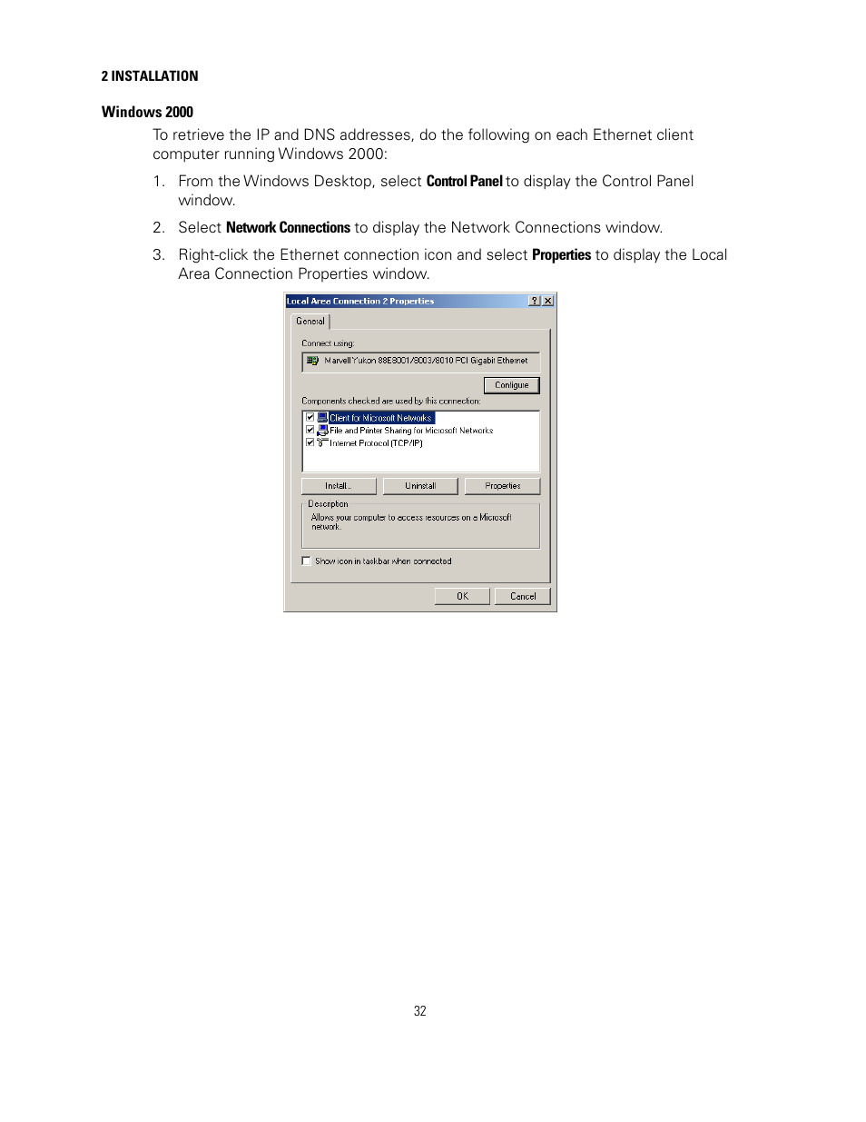 Windows 2000 | Motorola SURFBOARD SVG2500 User Manual | Page 47 / 175