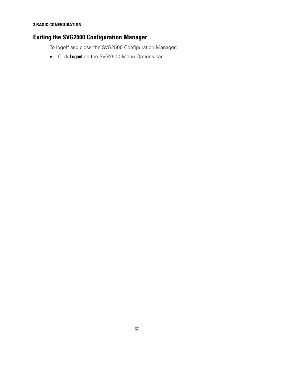 Exiting the svg2500 configuration manager | Motorola SURFBOARD SVG2500 User Manual | Page 77 / 175