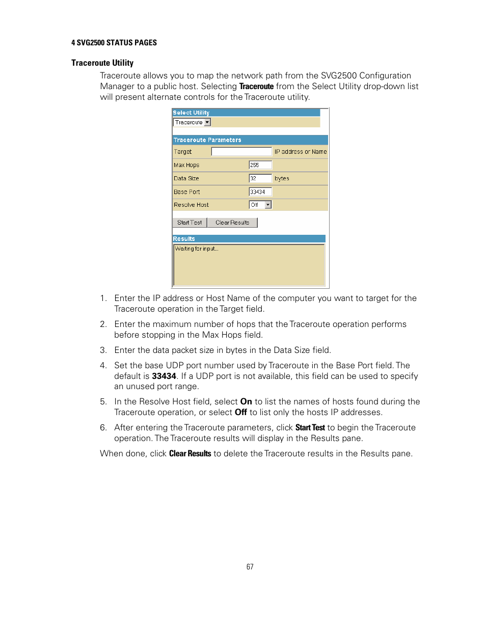 Traceroute utility | Motorola SURFBOARD SVG2500 User Manual | Page 82 / 175