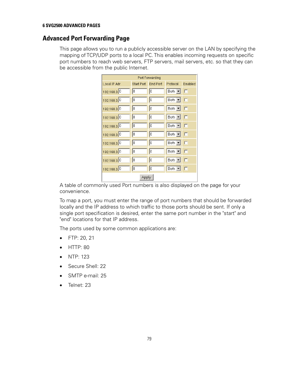 Advanced port forwarding page | Motorola SURFBOARD SVG2500 User Manual | Page 94 / 175