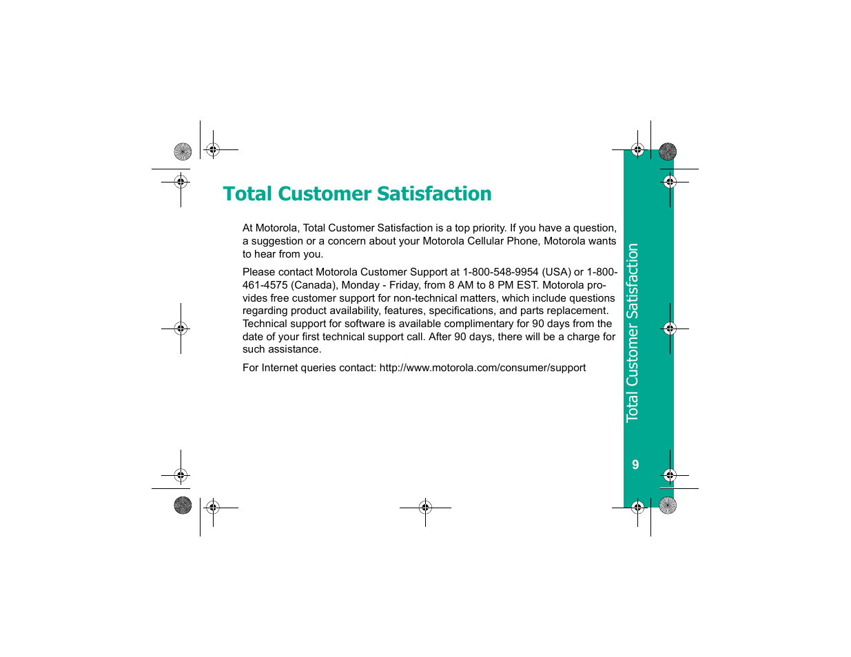 Total customer satisfaction | Motorola Personal Communicator User Manual | Page 11 / 52