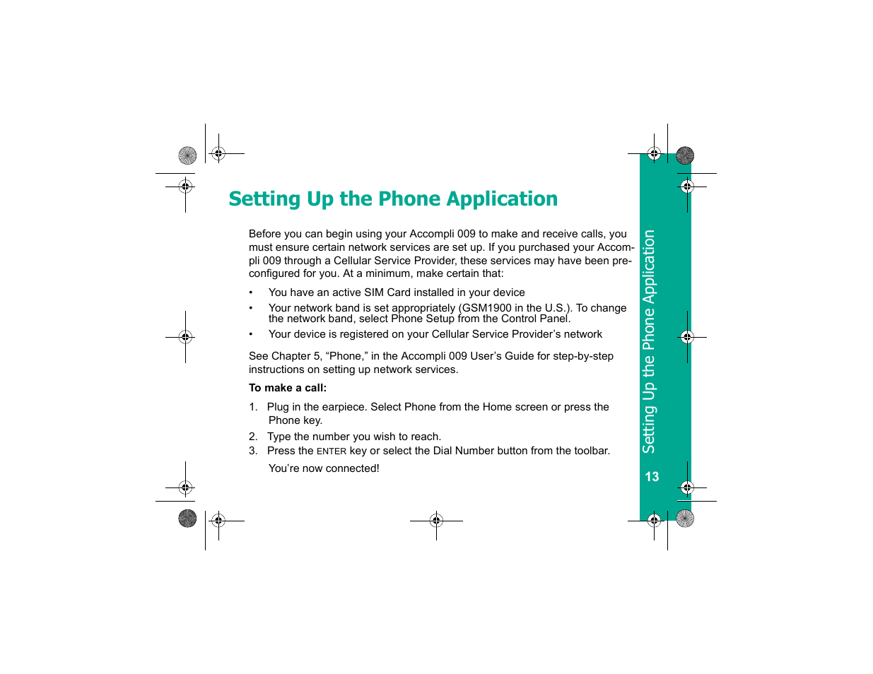 Setting up the phone application | Motorola Personal Communicator User Manual | Page 15 / 52