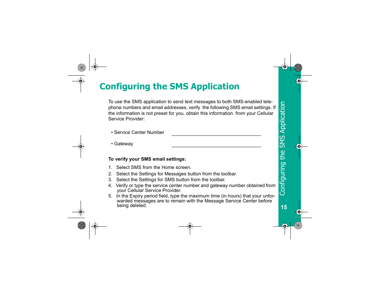 Configuring the sms application | Motorola Personal Communicator User Manual | Page 17 / 52