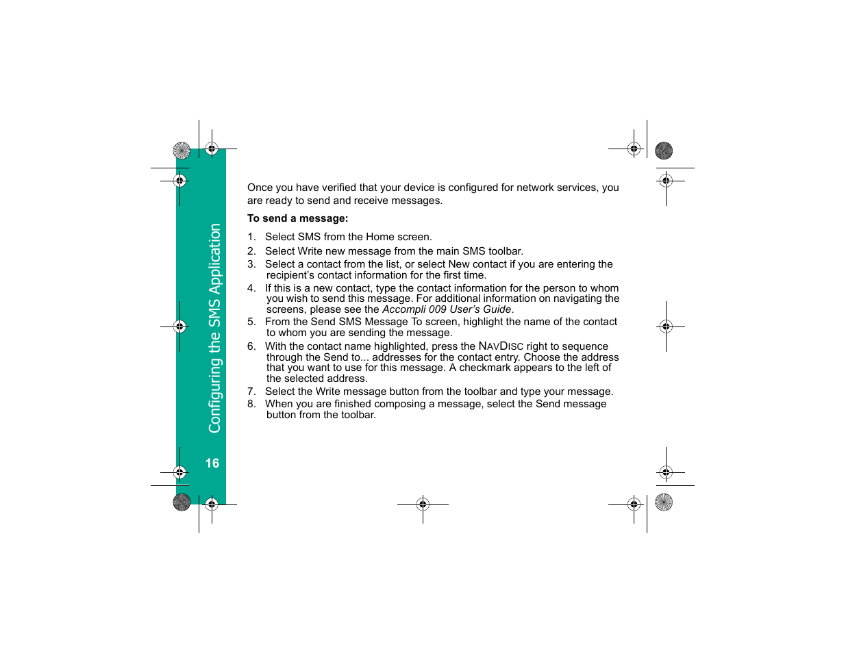 Config uring the sms ap pli cation | Motorola Personal Communicator User Manual | Page 18 / 52