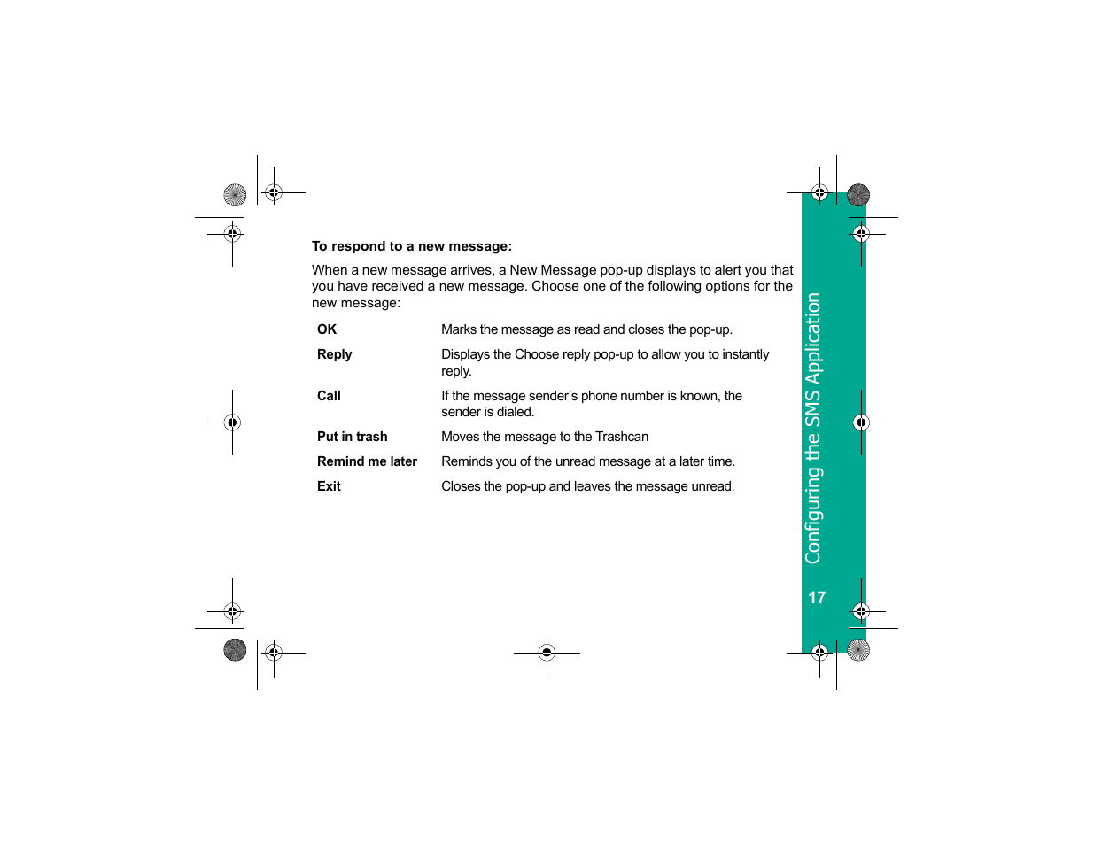 Config uring the sms ap pli cation | Motorola Personal Communicator User Manual | Page 19 / 52