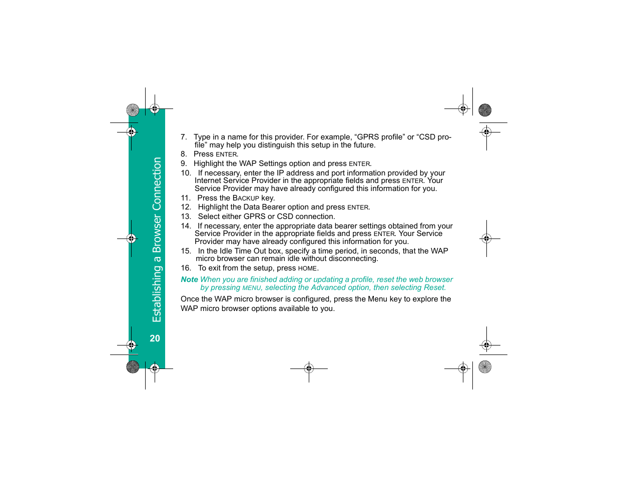 Es tablishing a b row ser conne ct ion | Motorola Personal Communicator User Manual | Page 22 / 52