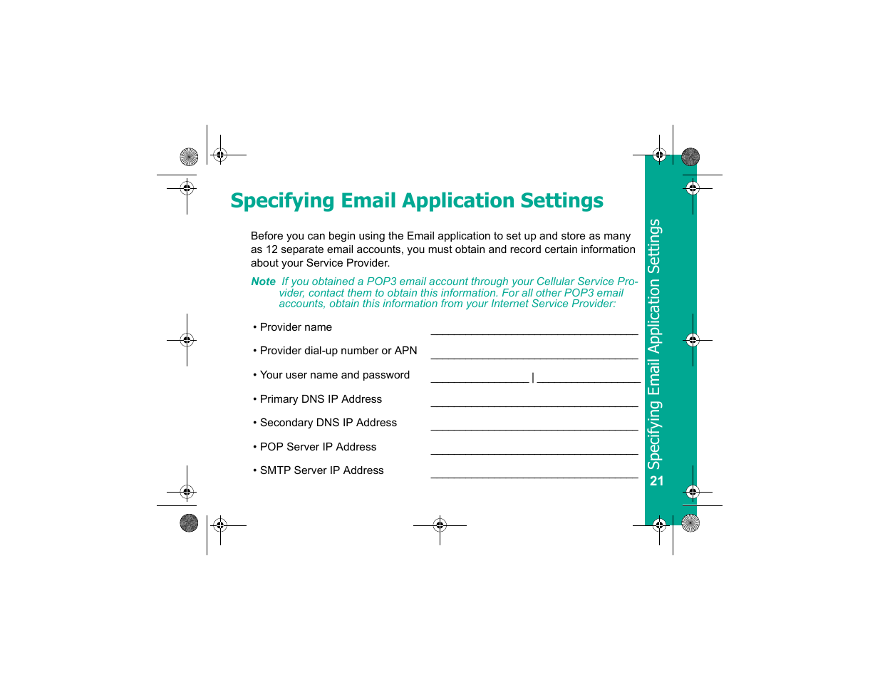 Specifying email application settings | Motorola Personal Communicator User Manual | Page 23 / 52