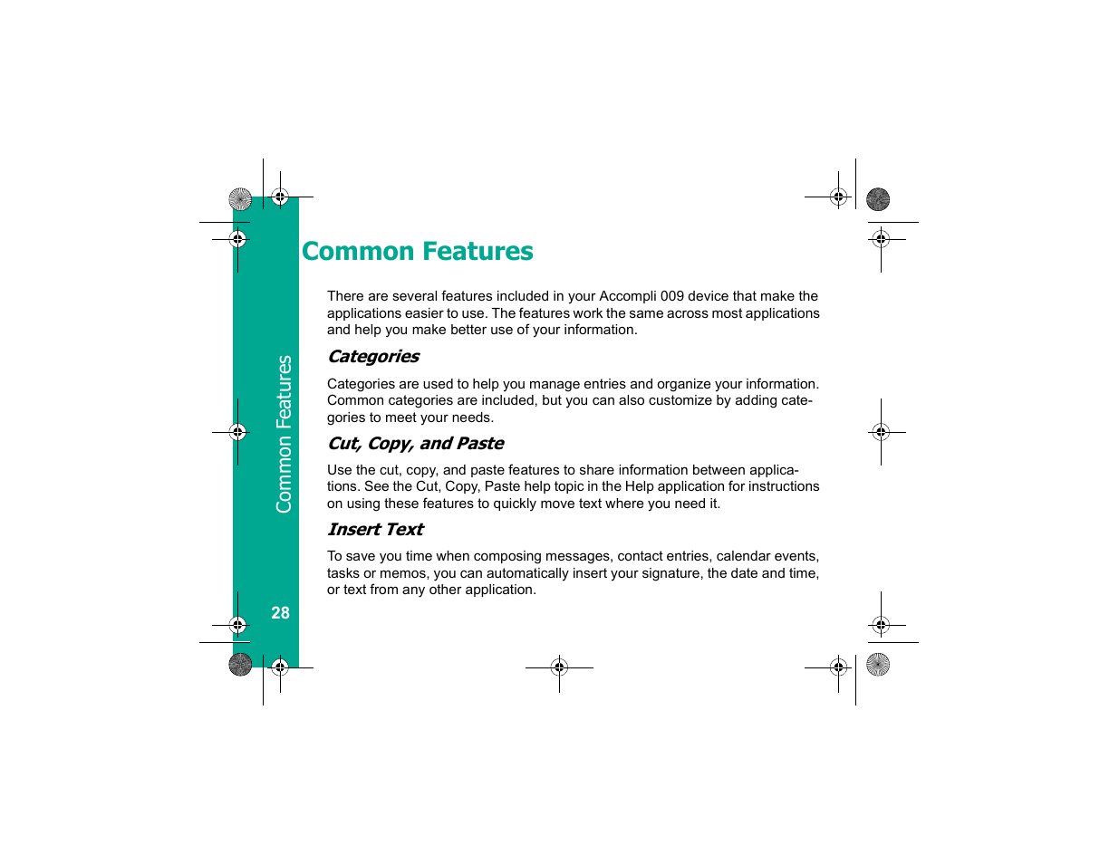 Common features | Motorola Personal Communicator User Manual | Page 30 / 52