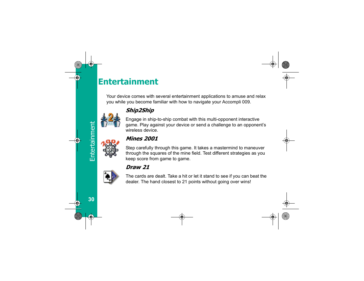 Entertainment | Motorola Personal Communicator User Manual | Page 32 / 52