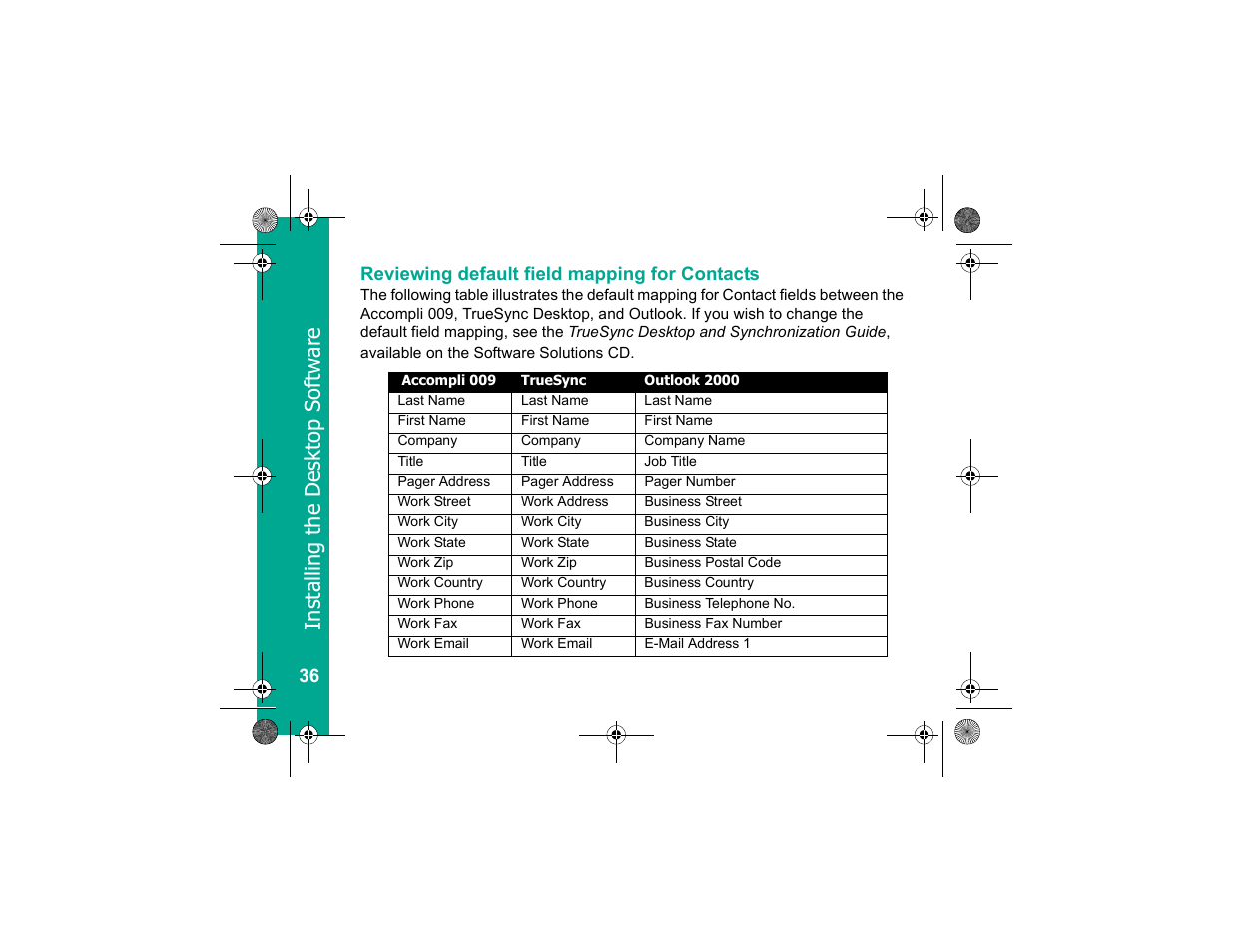 Reviewing default field mapping for contacts | Motorola Personal Communicator User Manual | Page 38 / 52