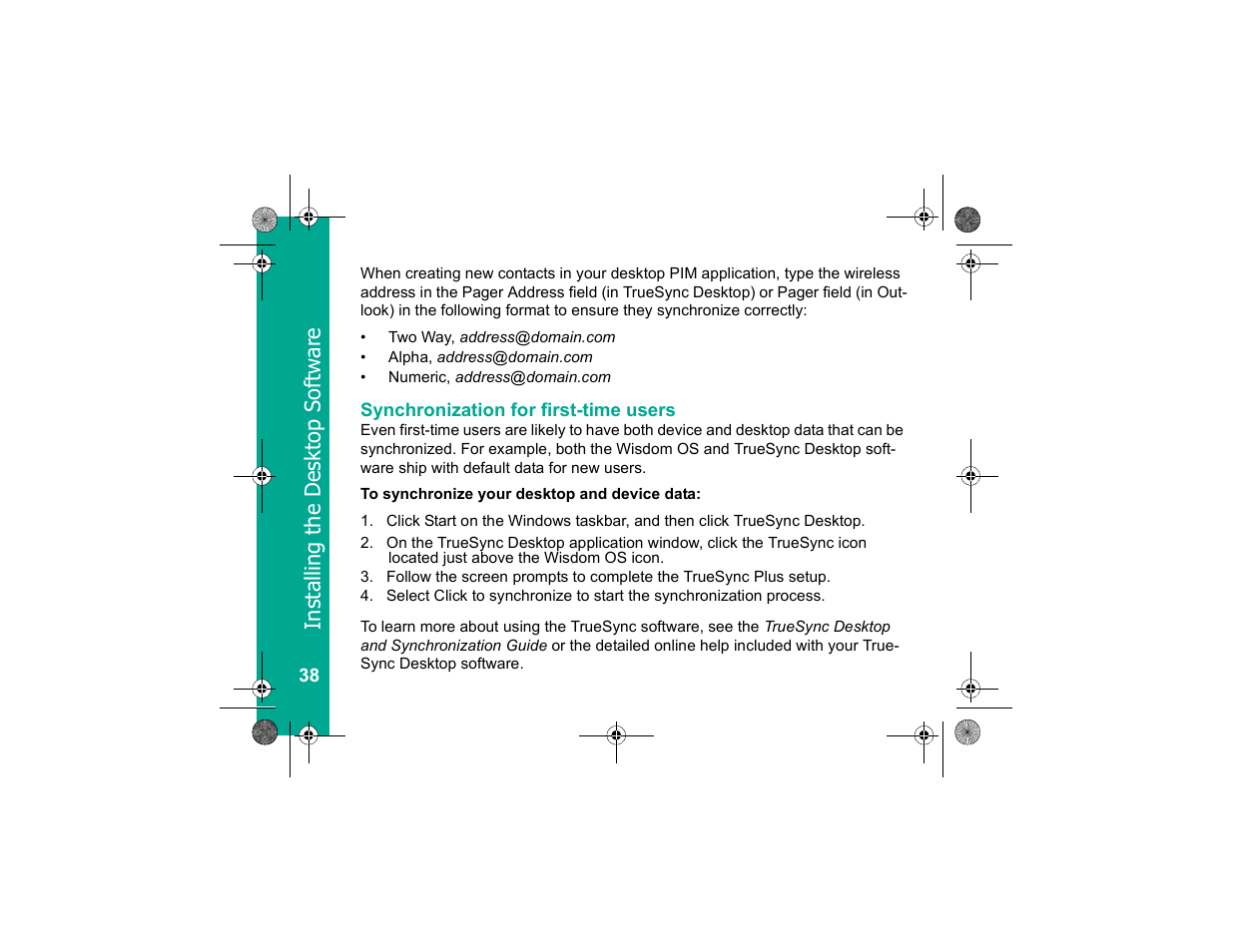 Synchronization for first-time users | Motorola Personal Communicator User Manual | Page 40 / 52