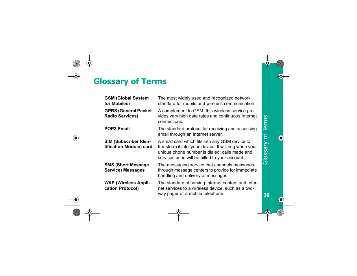 Glossary of terms | Motorola Personal Communicator User Manual | Page 41 / 52