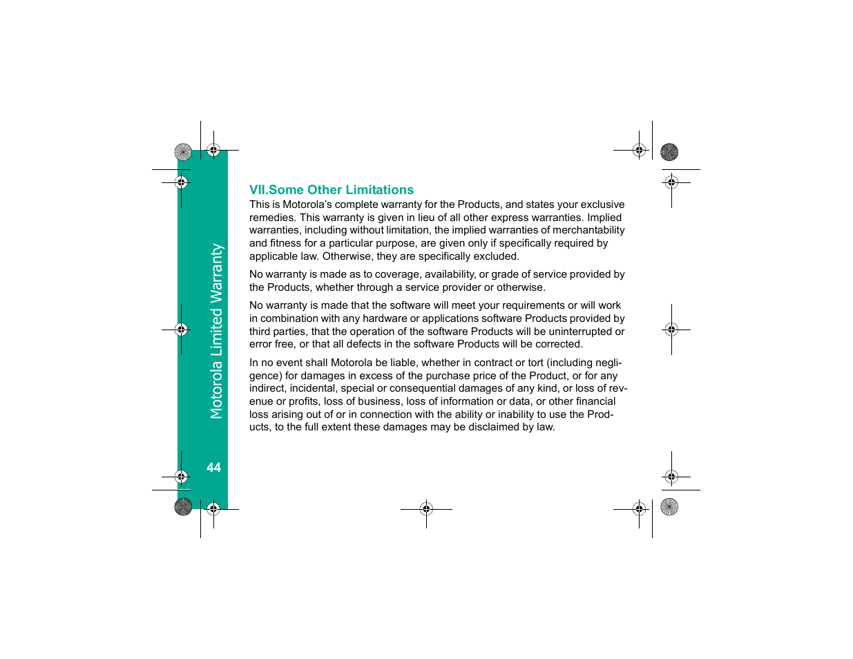 Vii. some other limitations, Vii.some other limitations | Motorola Personal Communicator User Manual | Page 46 / 52