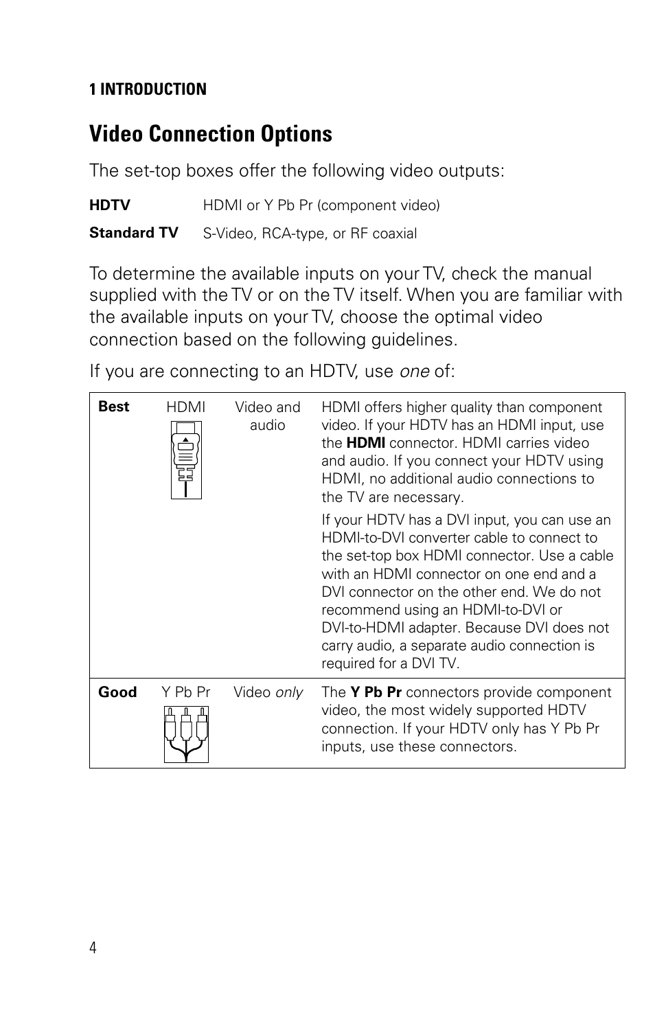 Video connection options | Motorola VIP1200/1216 User Manual | Page 14 / 27