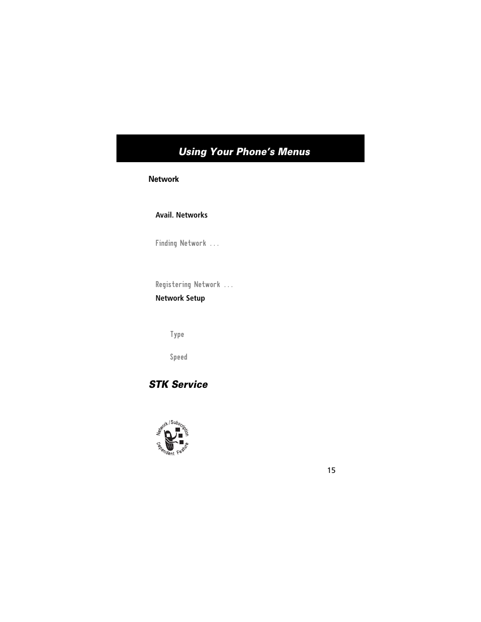 Stk service, Using your phone’s menus | Motorola E360 User Manual | Page 156 / 169