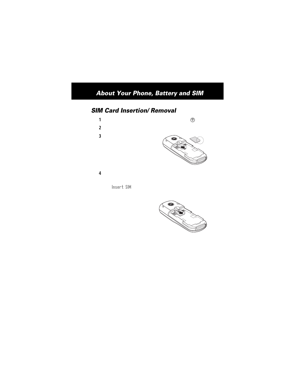 Sim card insertion/ removal | Motorola E360 User Manual | Page 32 / 169