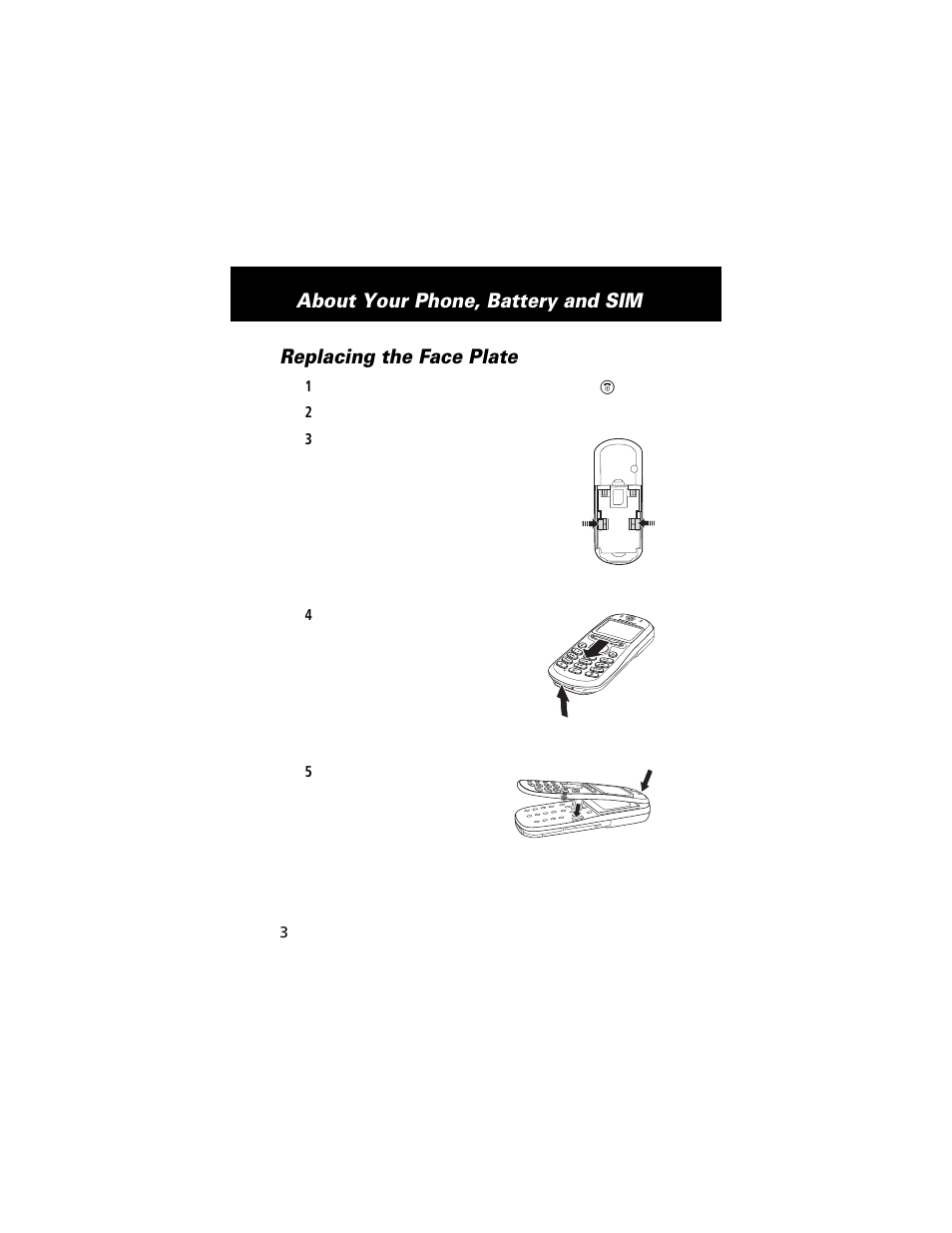 Replacing the face plate, About your phone, battery and sim | Motorola E360 User Manual | Page 33 / 169