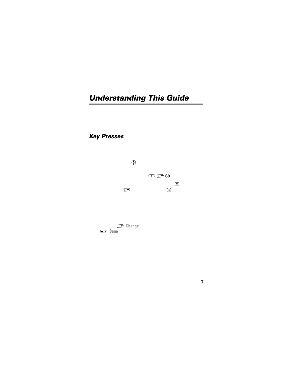 Understanding this guide, Key presses | Motorola E360 User Manual | Page 8 / 169