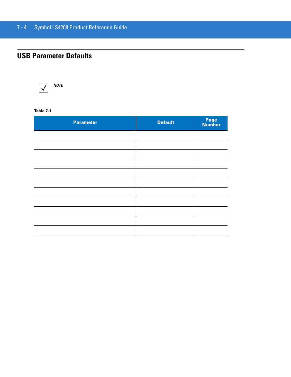 Usb parameter defaults, Usb parameter defaults -4 | Motorola LS4208 User Manual | Page 102 / 358