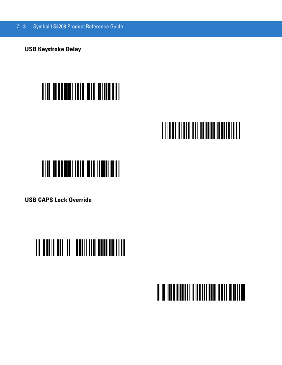 Usb keystroke delay, Usb caps lock override, Usb keystroke delay -8 usb caps lock override -8 | Motorola LS4208 User Manual | Page 106 / 358