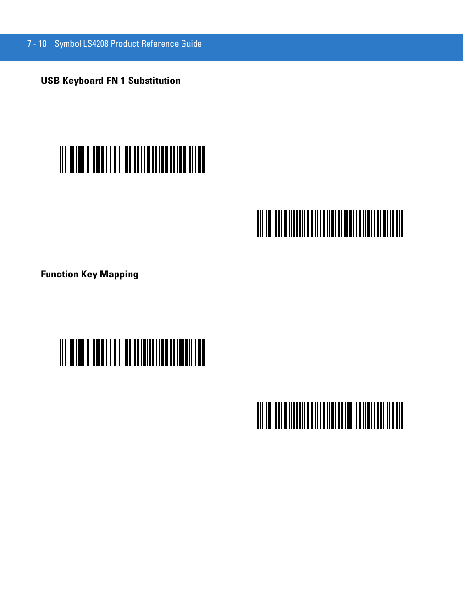 Usb keyboard fn 1 substitution, Function key mapping | Motorola LS4208 User Manual | Page 108 / 358