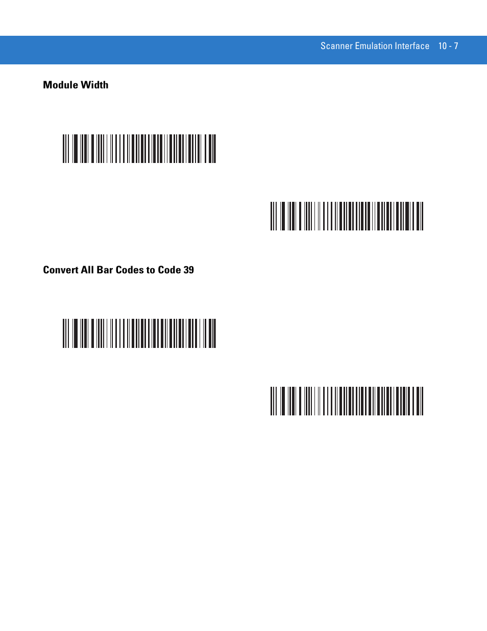 Module width, Convert all bar codes to code 39 | Motorola LS4208 User Manual | Page 141 / 358