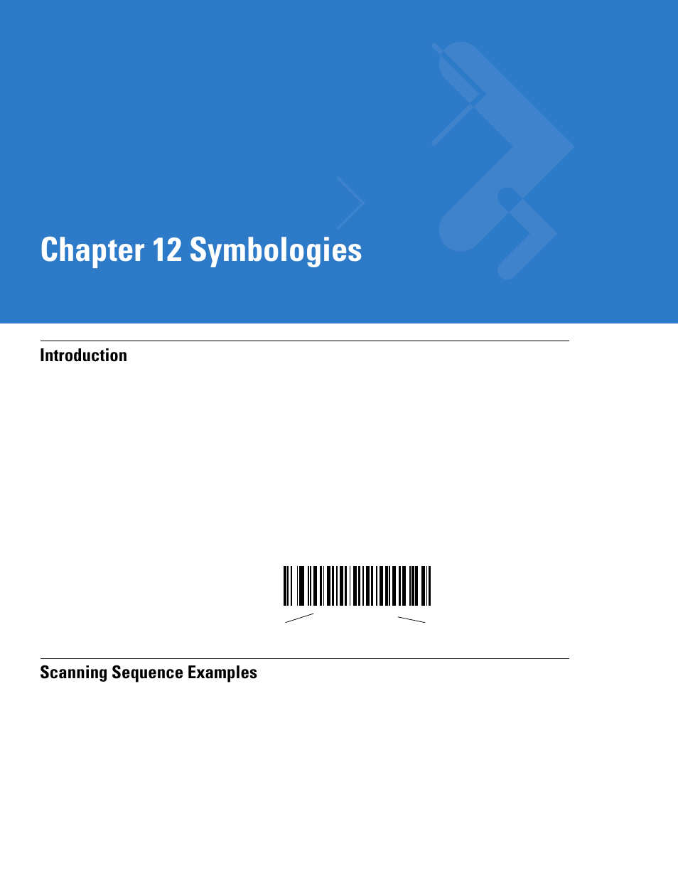 Symbologies, Introduction, Scanning sequence examples | Chapter 12: symbologies, Introduction -1 scanning sequence examples -1, Chapter 12, symbologies, Describ, Chapter 12 symbologies | Motorola LS4208 User Manual | Page 149 / 358