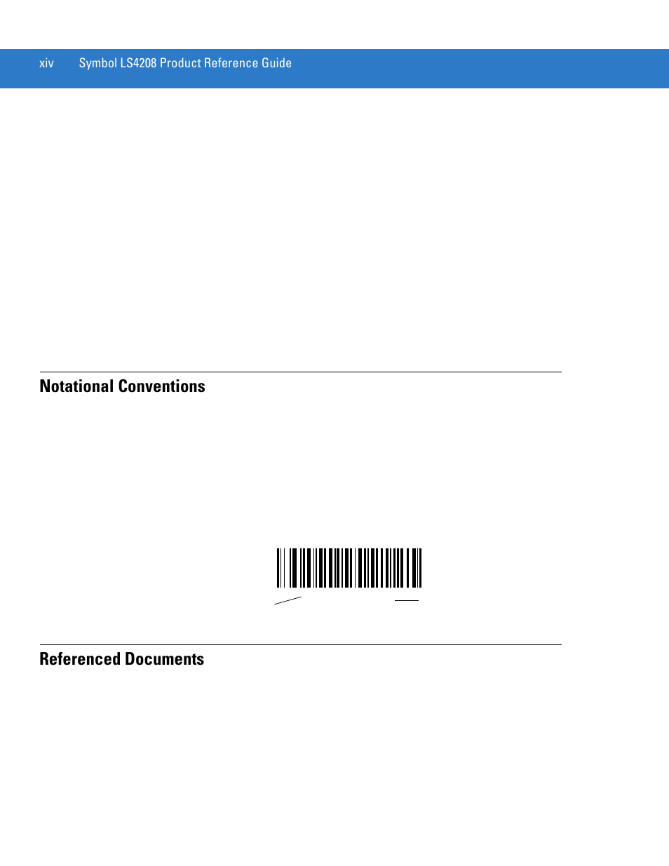 Notational conventions, Referenced documents | Motorola LS4208 User Manual | Page 16 / 358