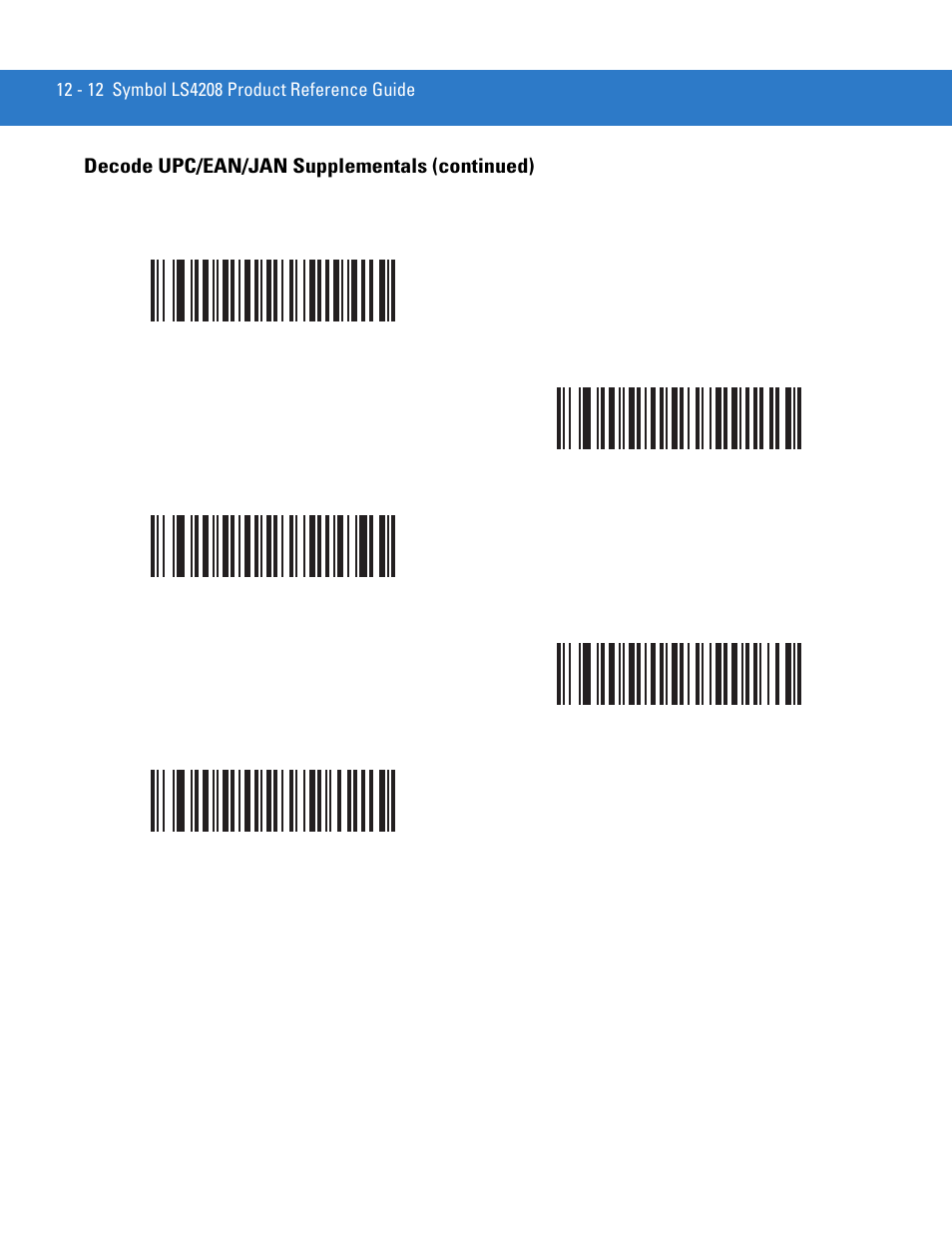 Decode upc/ean/jan supplementals (continued) | Motorola LS4208 User Manual | Page 160 / 358