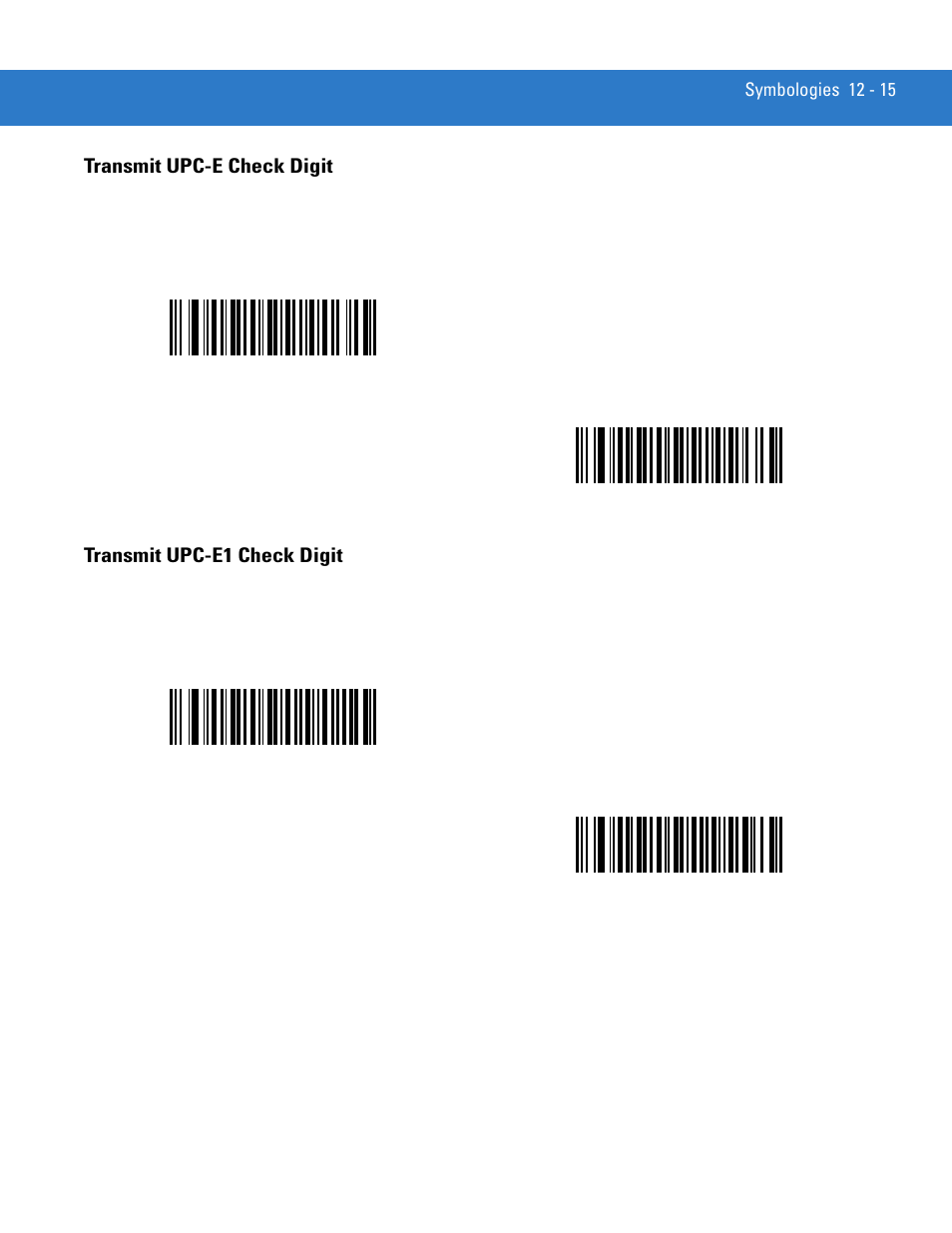 Transmit upc-e check digit, Transmit upc-e1 check digit | Motorola LS4208 User Manual | Page 163 / 358