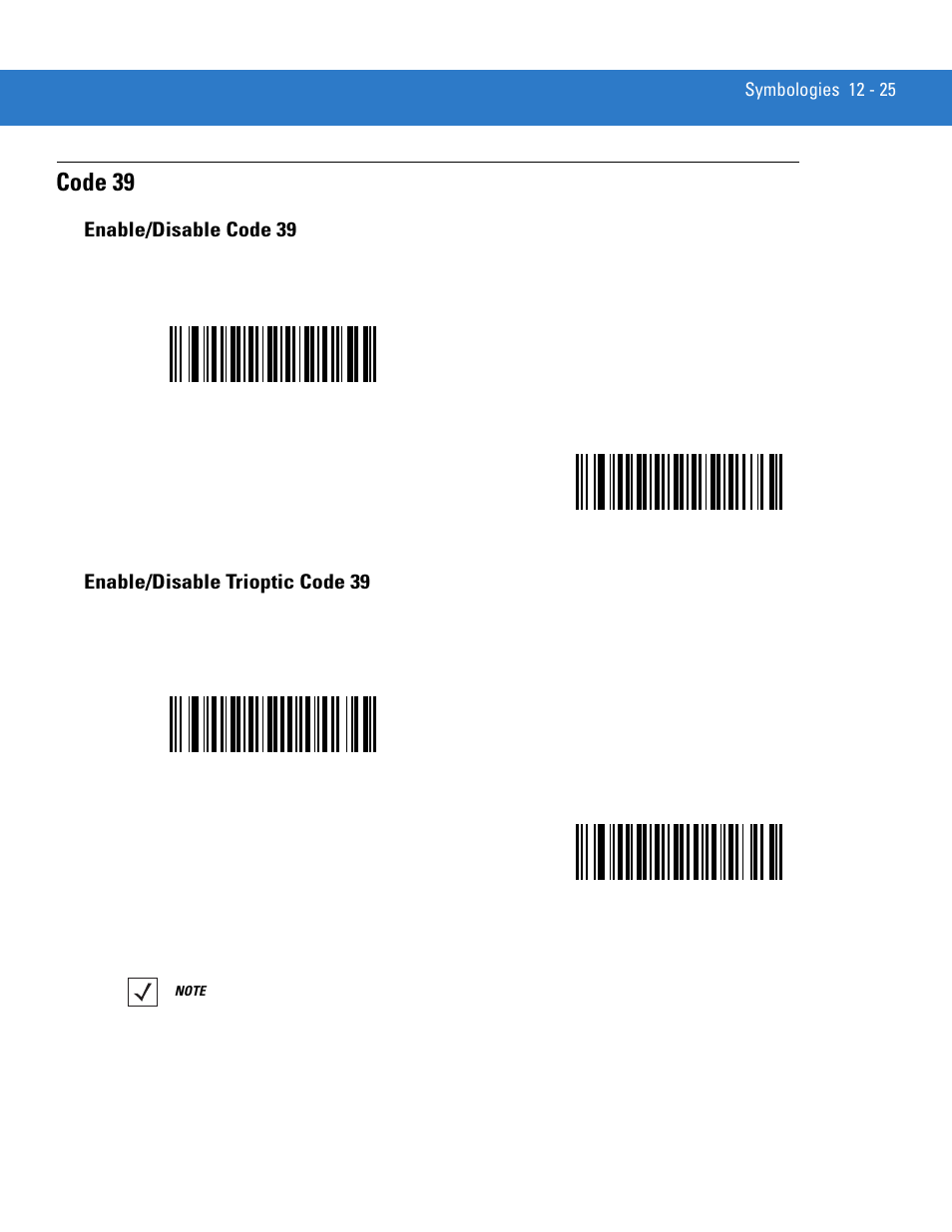 Code 39, Enable/disable code 39, Enable/disable trioptic code 39 | Code 39 -25 | Motorola LS4208 User Manual | Page 173 / 358