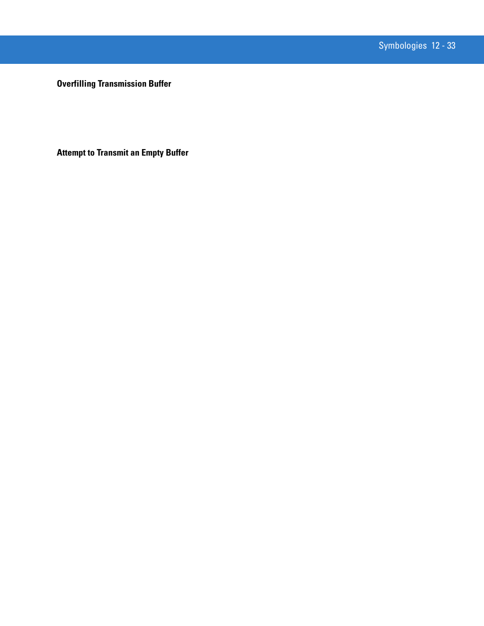 Overfilling transmission buffer, Attempt to transmit an empty buffer | Motorola LS4208 User Manual | Page 181 / 358