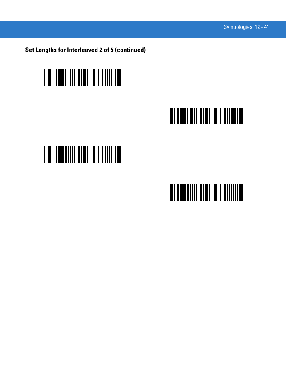 Set lengths for interleaved 2 of 5 (continued) | Motorola LS4208 User Manual | Page 189 / 358