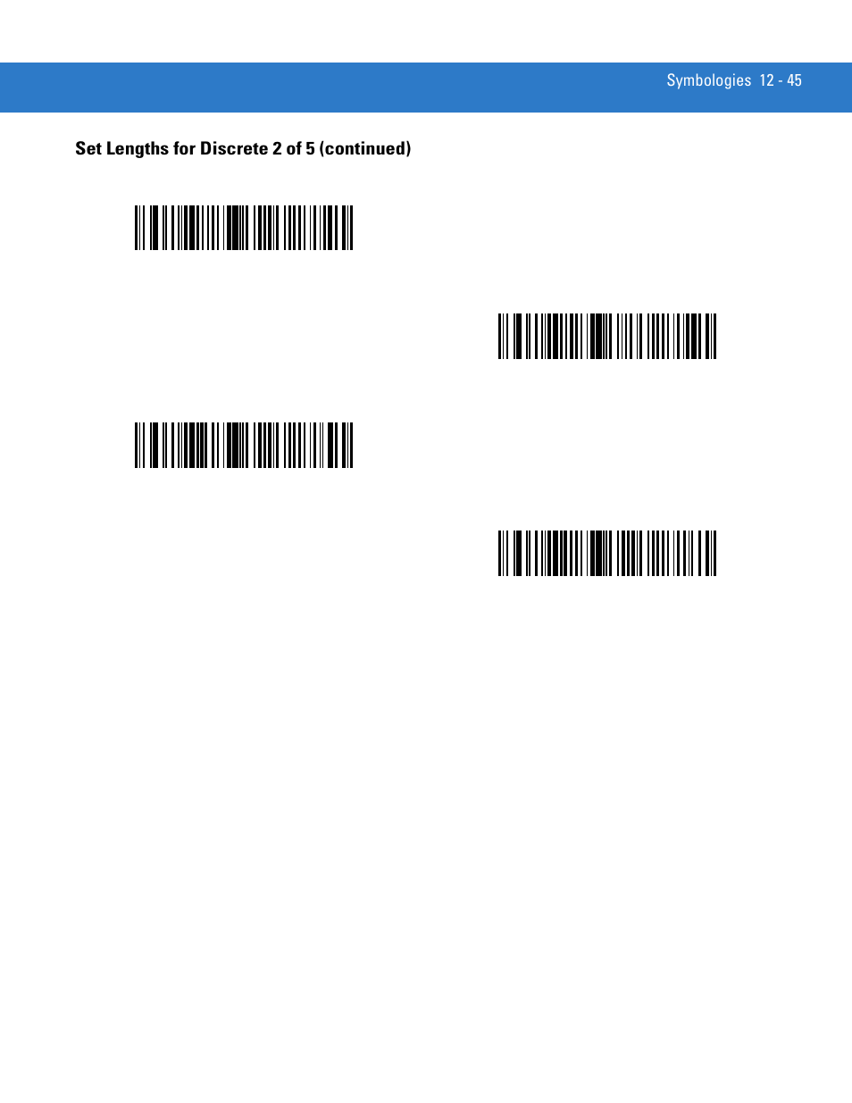 Set lengths for discrete 2 of 5 (continued) | Motorola LS4208 User Manual | Page 193 / 358