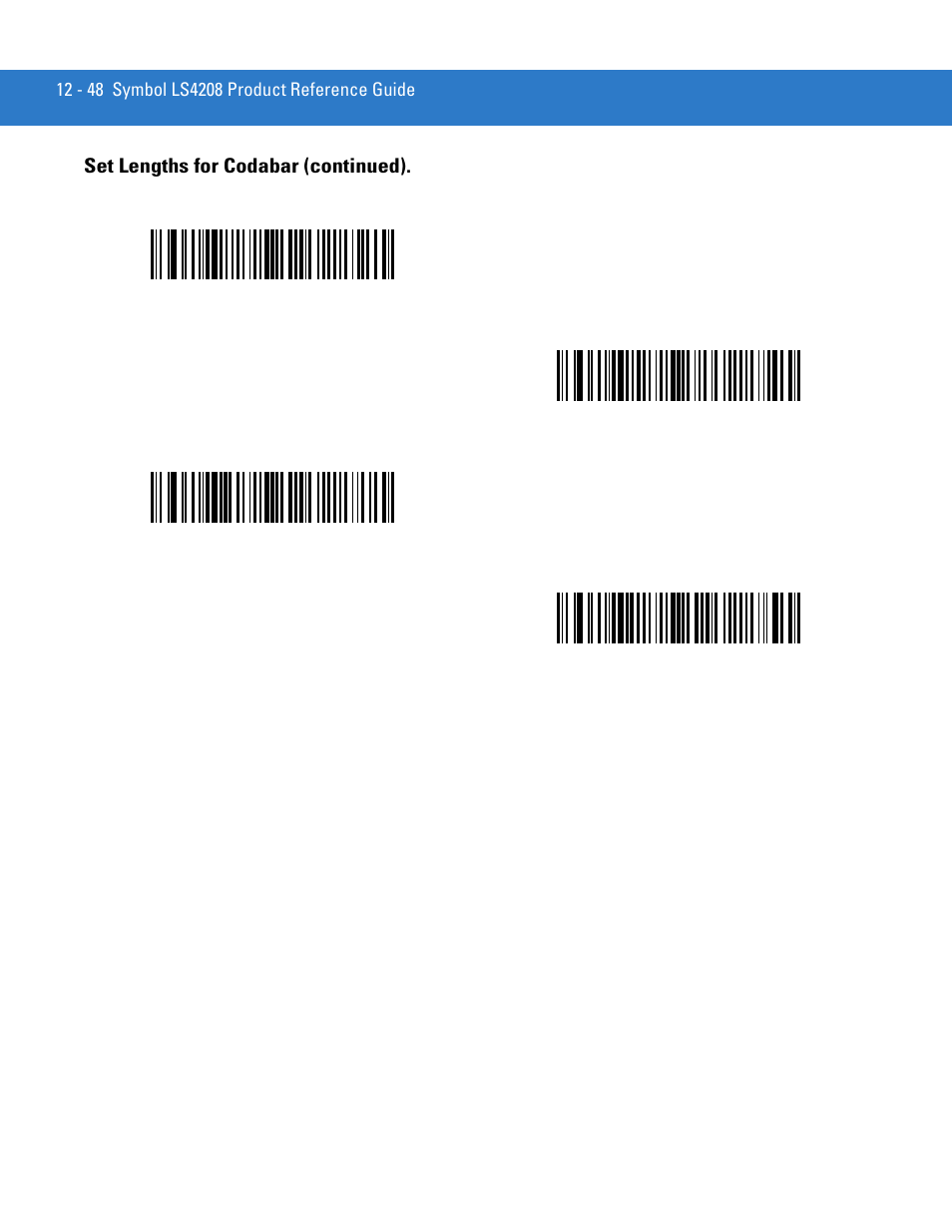 Set lengths for codabar (continued) | Motorola LS4208 User Manual | Page 196 / 358