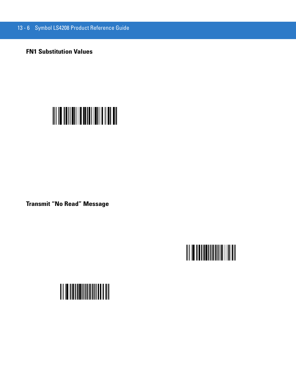 Fn1 substitution values, Transmit “no read” message | Motorola LS4208 User Manual | Page 220 / 358