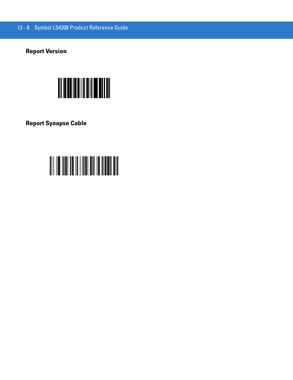 Report version, Report synapse cable, Report version -8 report synapse cable -8 | Motorola LS4208 User Manual | Page 222 / 358