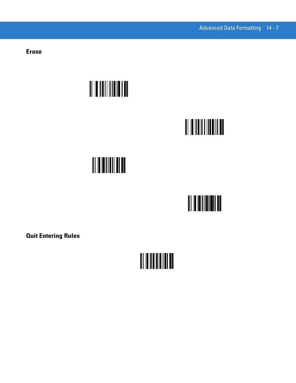 Erase, Quit entering rules, Erase -7 quit entering rules -7 | Erase criteria and, Erase previously | Motorola LS4208 User Manual | Page 229 / 358
