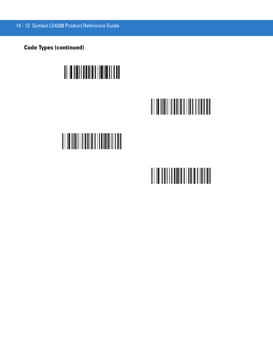 Code types (continued) | Motorola LS4208 User Manual | Page 234 / 358